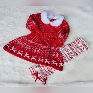 Festive Red Kids Matching Set with White Accents